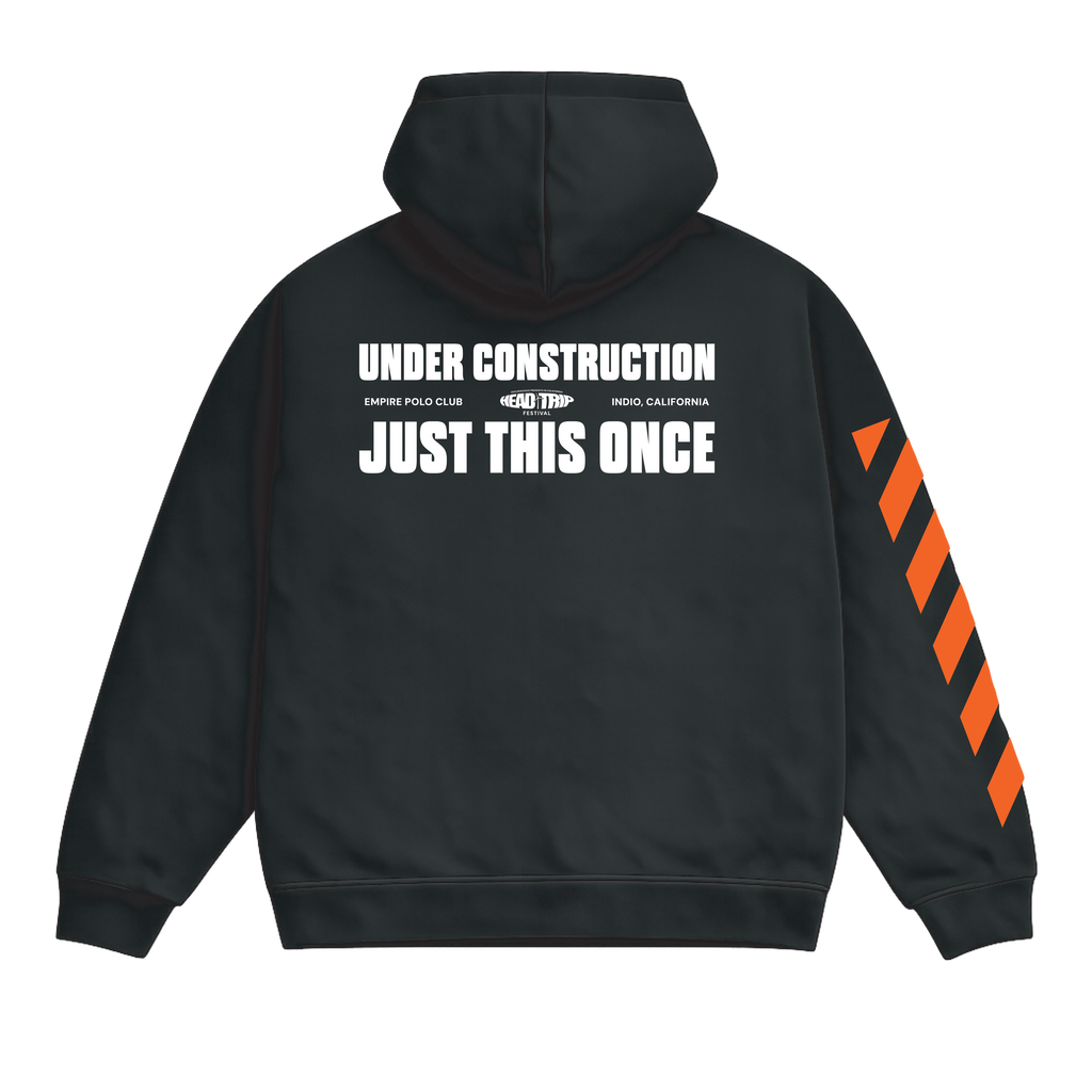 Back artwork detail on UC Head Trip 2026 black hoodie