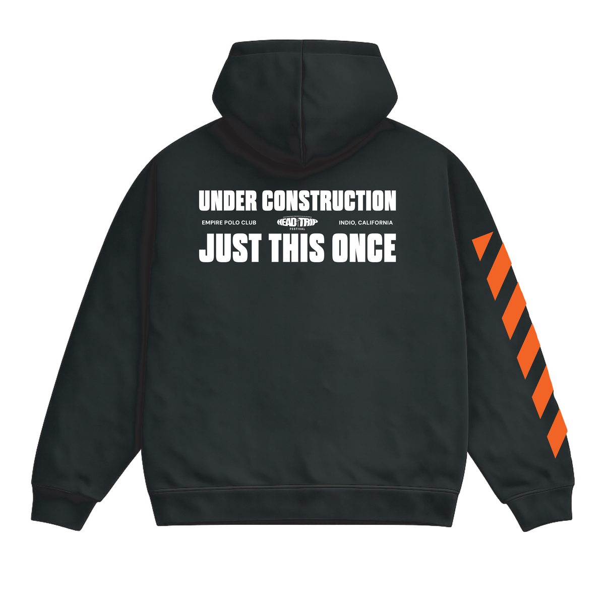 Back artwork detail on UC Head Trip 2026 black hoodie