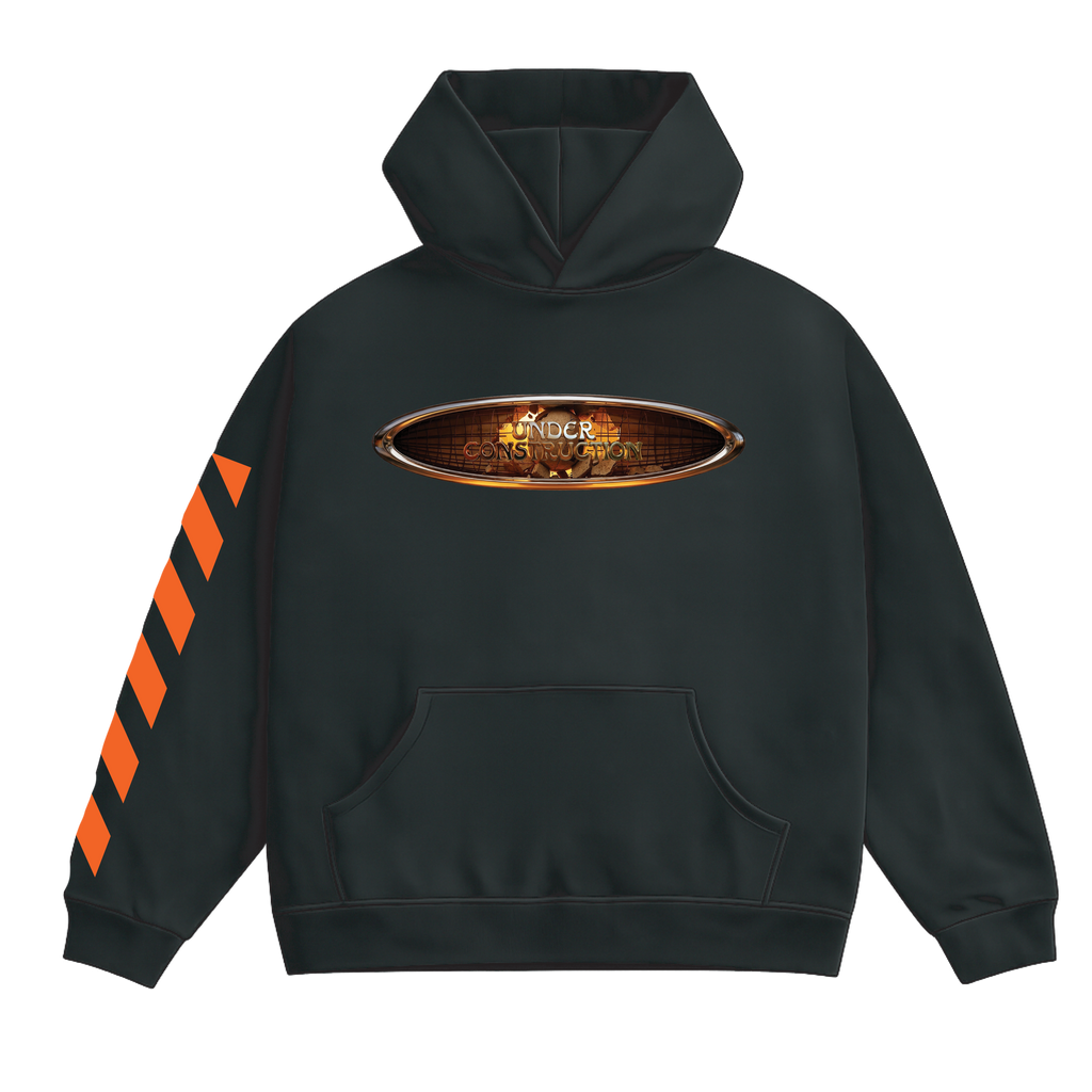 Front artwork detail on UC Head Trip 2026 black hoodie