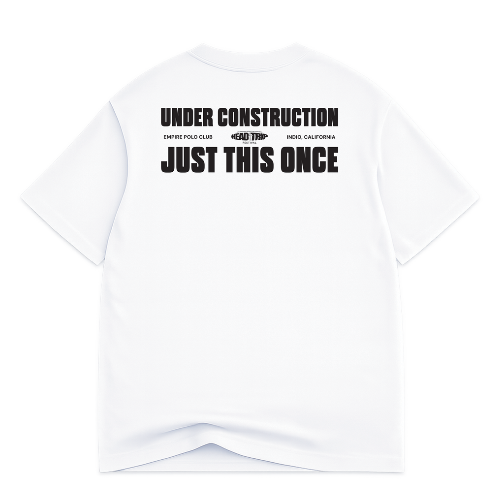 Back artwork detail on UC Head Trip 2026 white tee